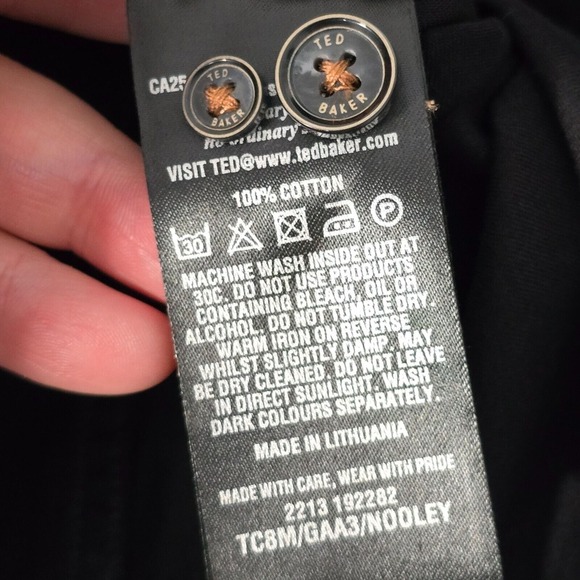 Ted Baker Shirt Mens 5 Large Black Star Print Button Up Office Preppy Casual‎ - Picture 8 of 13